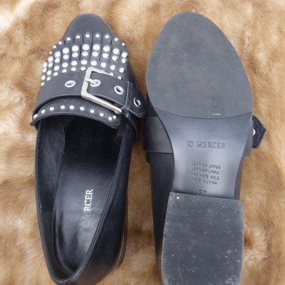 JO MERCER Black Leather Buckle Stud Xenon Loafers - Picture 7 of 13